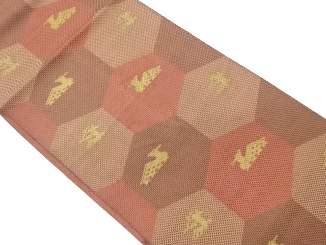 JAPANESE NAGOYA OBI / CHIKUZEN HAKATA / WOVEN ABSTRACT ANIMALS